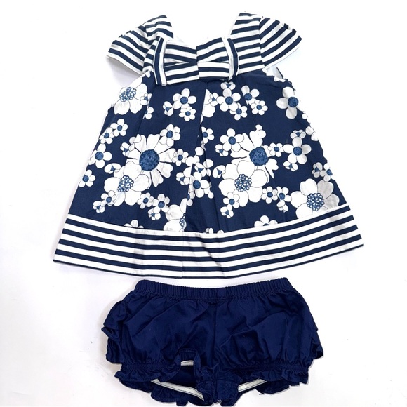 Mayoral Other - Mayoral Girls blue and white striped floral dress with bottoms 3 month